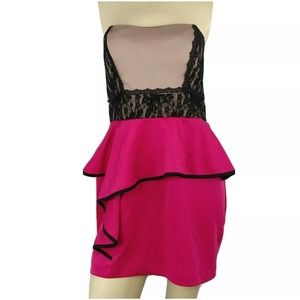 EMERALD SUNDAE Strapless pink cocktail party dress lace Womens XL